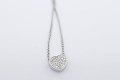 Zarte Damen Halskette mit Herz Anhänger aus 585 / 14k Weißgold mit Diamanten
