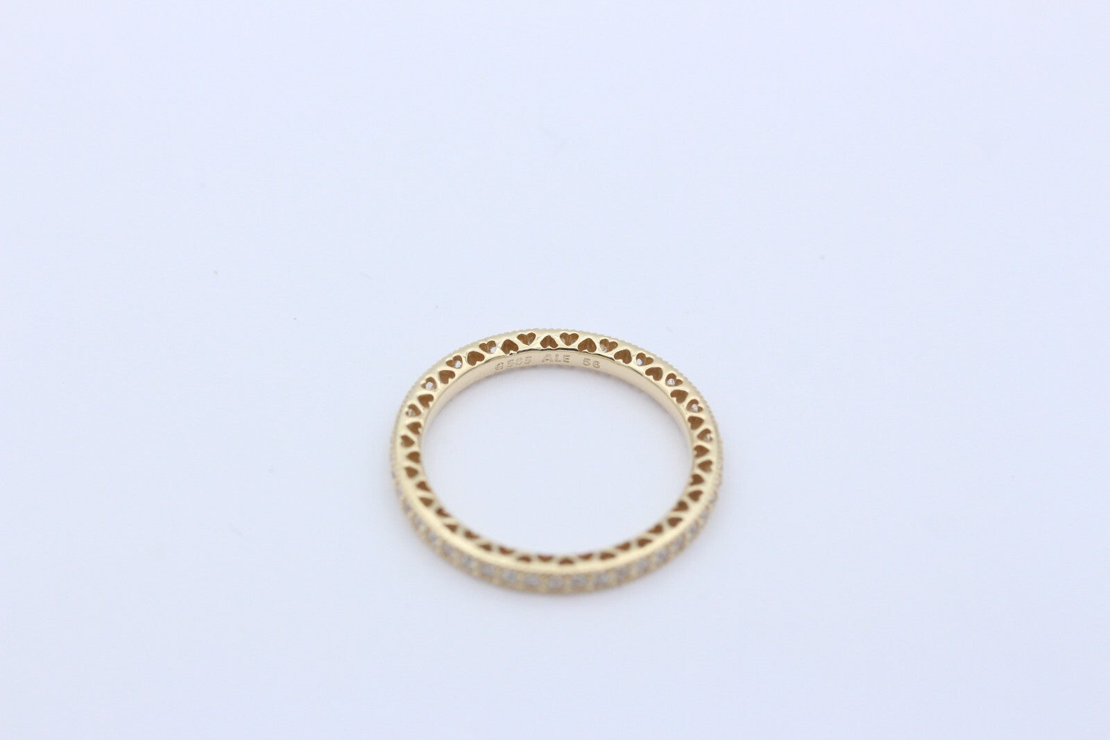 Pandora Funkeln & Herzen Memory Ring 585 / 14K Gelbgold Cubic Zirkonia Wie Neu