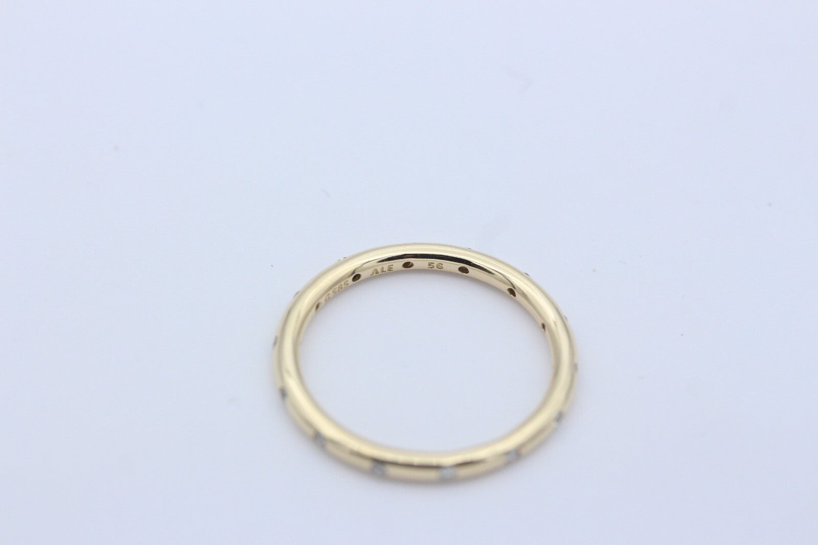 PANDORA Damen-Ring Tröpfchen Memory 585 Gelbgold Zirkonia Weiß Wie Neu Gr. 56
