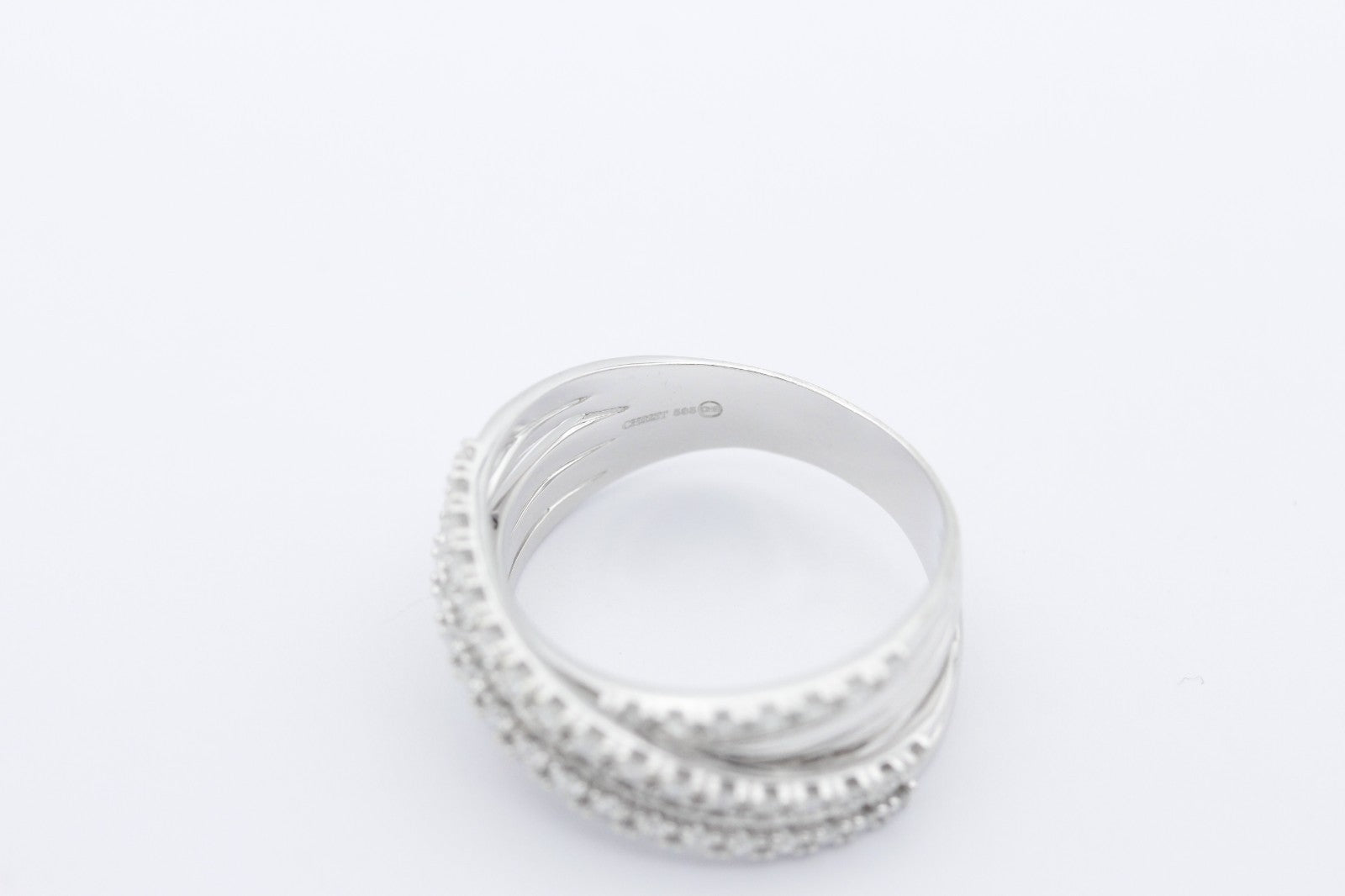 Moderner Christ Damen Ring aus 585 / 14k Weißgold mit 48 Brillanten | Gr. 61