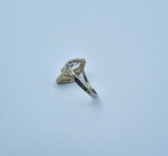 Schöner Damen 925 Silber / 375er Gold mit Zirkonia in Navette schliff Gr. 59