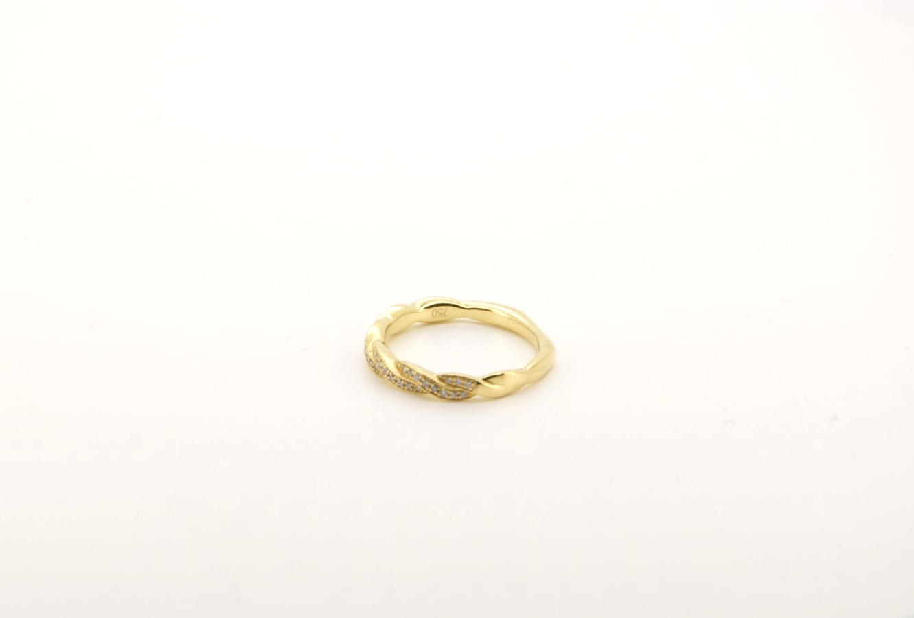 Zarter Diamantring 18 Karat 750 Gold | Kordelring mit kleinen Diamanten Gr. 48