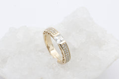 Glamira 585 / 14K Gelbgold Damenring Princess Cut Zirkonia & Diamanten Gr. 57