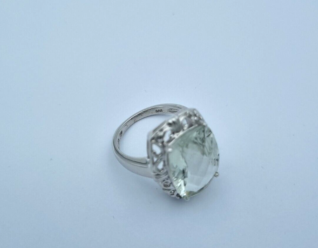 Wunderschöner Diamonique Damen 925 Silber Ring mit ein Edelstein Gr. 56