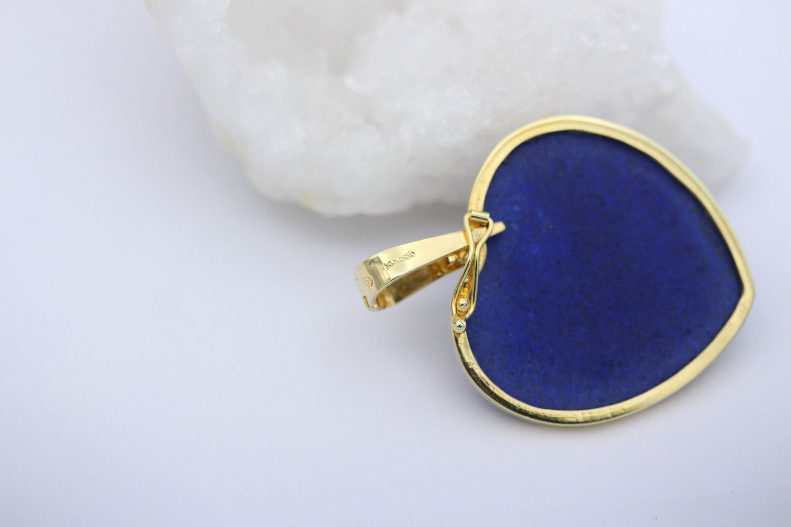 Schöner Herz Lapis Anhänger Herzform aus 585 / 14k Gelbgold mit Lapislazuli