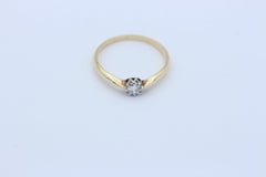 Schöner Solitär Damen Ring aus 585 / 14k Gelbgold mit ein Brillant ca. 0,20 ct.