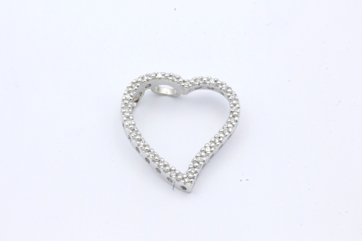 Edler Damen Herz Anhänger aus 585 / 14K Weißgold mit Diamanten