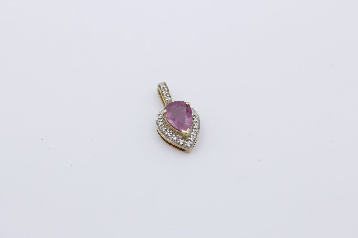 Schöner Damen Juwelen Anhänger aus 375 Gelbgold mit Edelstein & Diamanten