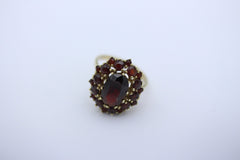 Schöner Granat Gold Damen Ring aus 333 / 8k Gelbgold mit Granaten | Gr. 59