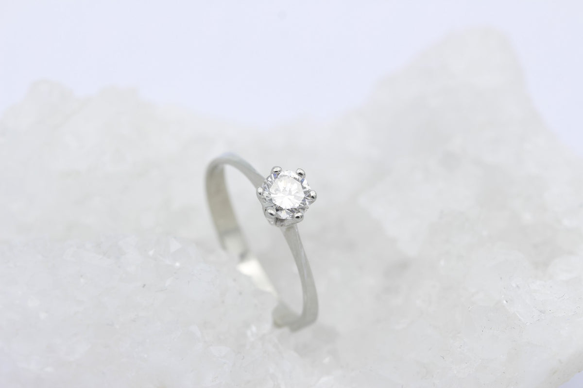 Wempe 585 / 14K Weißgold Damen Solitär Ring mit Diamant edel ca. 0,40 ct.