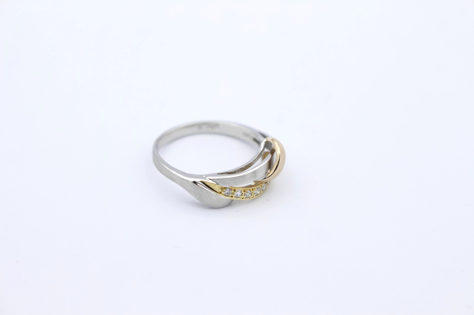 Moderner Designer Ring 585 Gold Bicolor | 14k Weißgold Gelbgold mit Diamanten