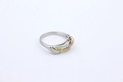 Moderner Designer Ring 585 Gold Bicolor | 14k Weißgold Gelbgold mit Diamanten