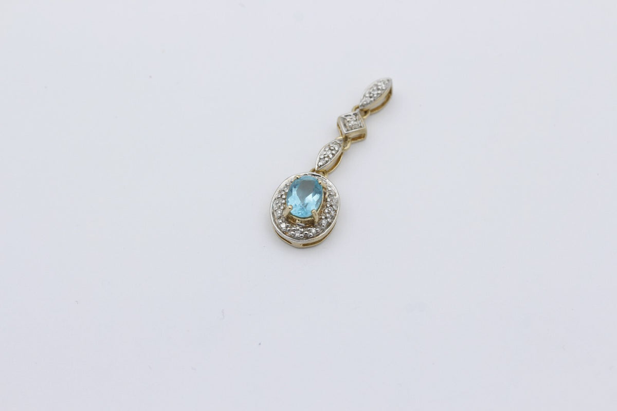 Juwelen Damen Anhänger aus 375 / 9k Gelbgold mit ein Edelstein & Diamanten