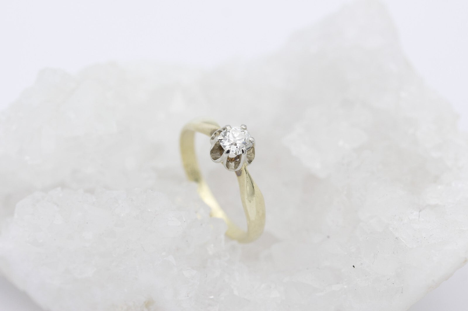 Schöner Solitär Altschliff Diamant Damen Ring aus 585 Gelbgold ca. 0,30 ct.