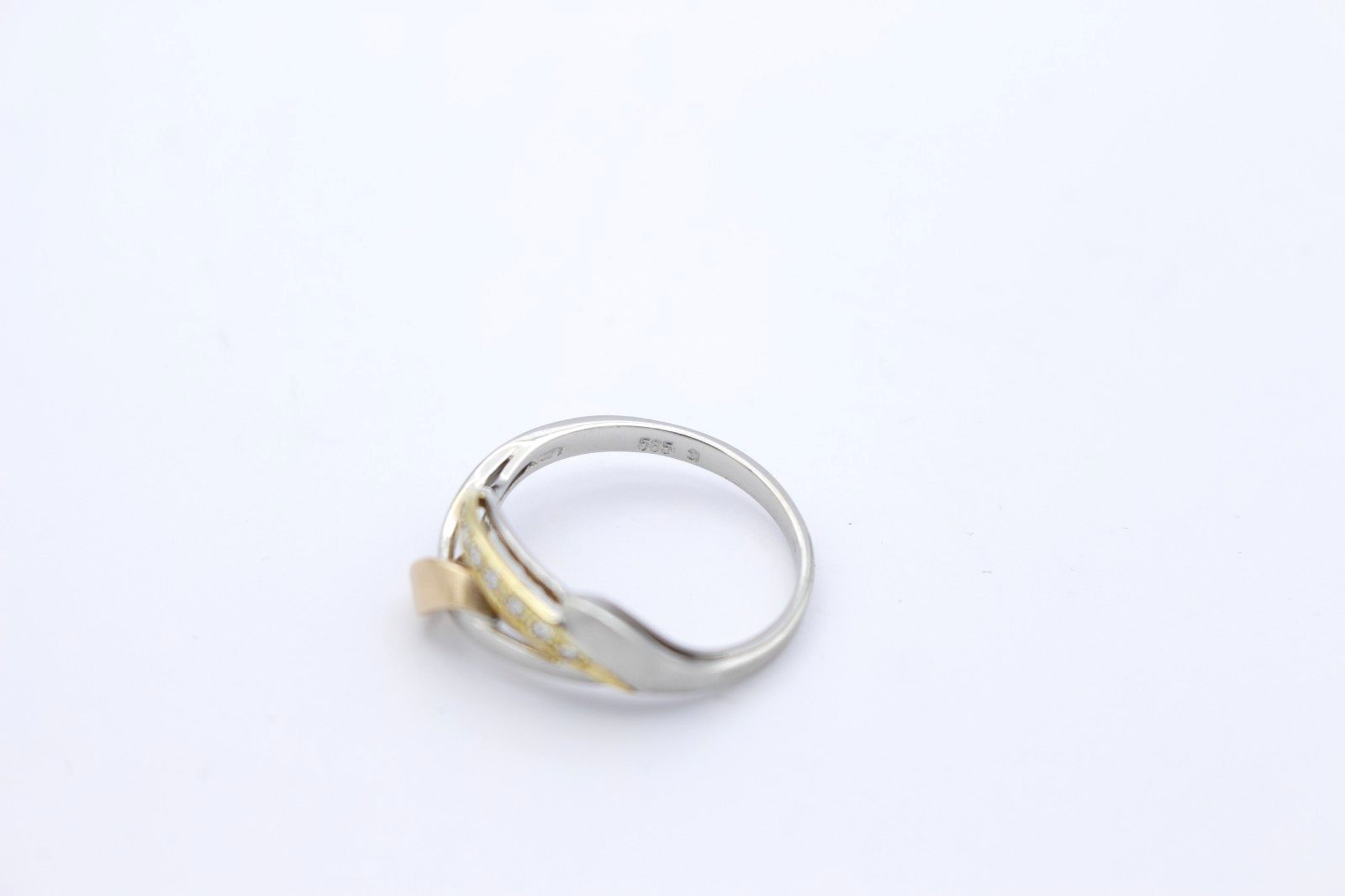 Moderner Designer Ring 585 Gold Bicolor | 14k Weißgold Gelbgold mit Diamanten