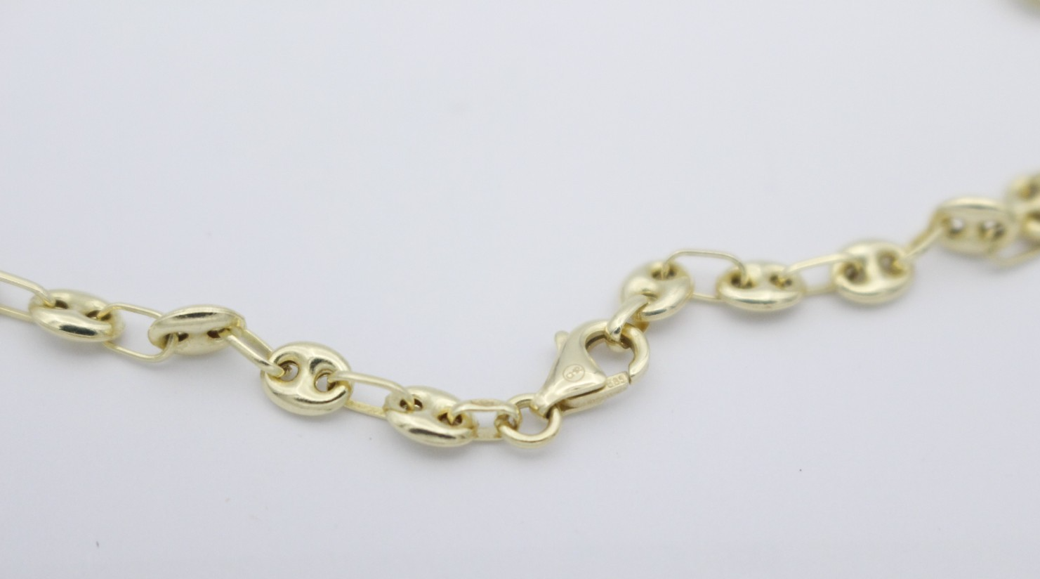 Christ Halskette Bohnenkette Schlicht aus 585 / 14k Gelbgold 50cm Top Zustand