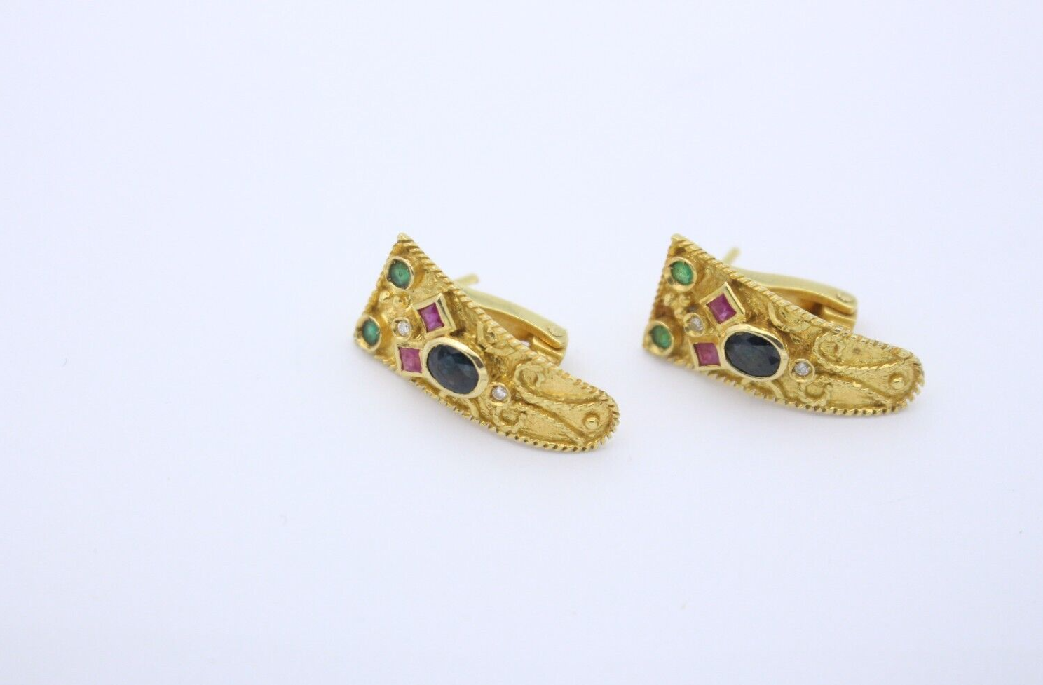 1 paar Antike Gold Designer Ohrschmuck Ohrclip aus 750/ 18K Gelbgold mit Juwelen
