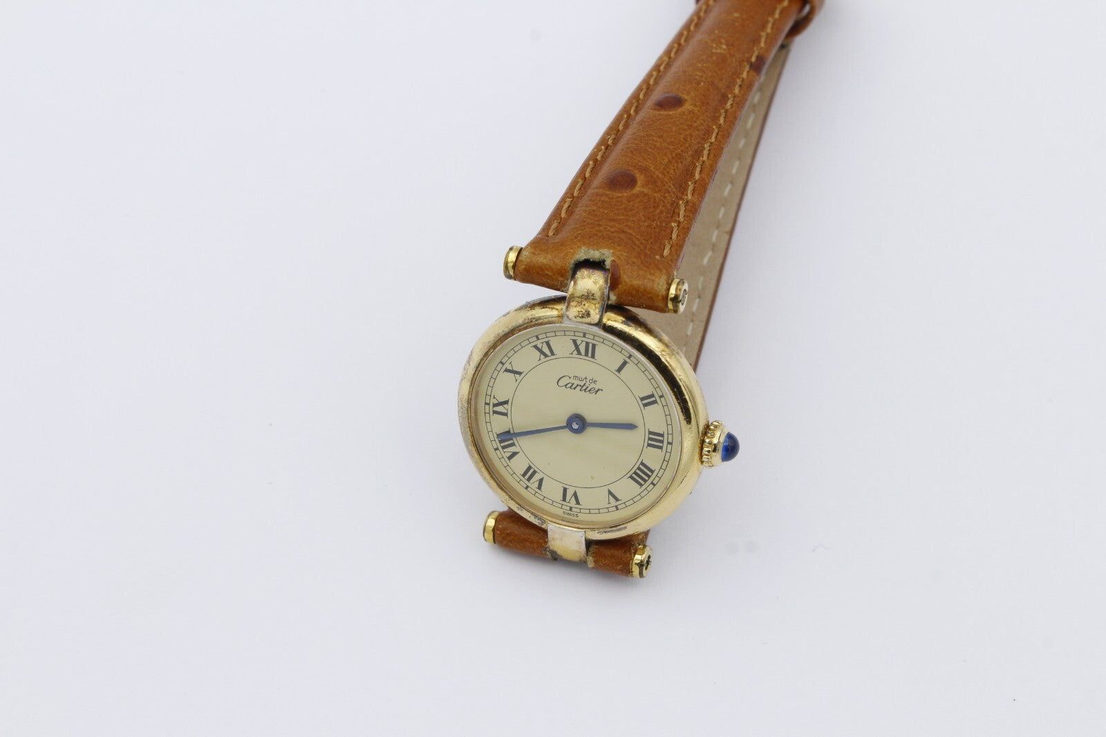 Cartier Vermeil 925 Vergoldet Quartz Argent Damenuhr 24 mm