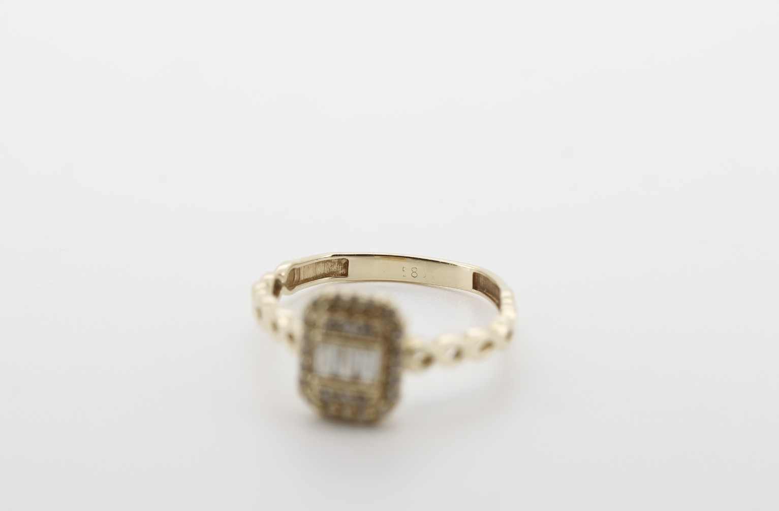 Eleganter 585 14K Damen Gelbgold Goldring mit Baguette & Runden Zirkonia Gr. 55