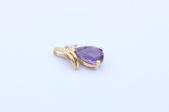 Traumahfter Damen Anhänger mit Amethyst & Diamanten aus 585 / 14k Gelbgold
