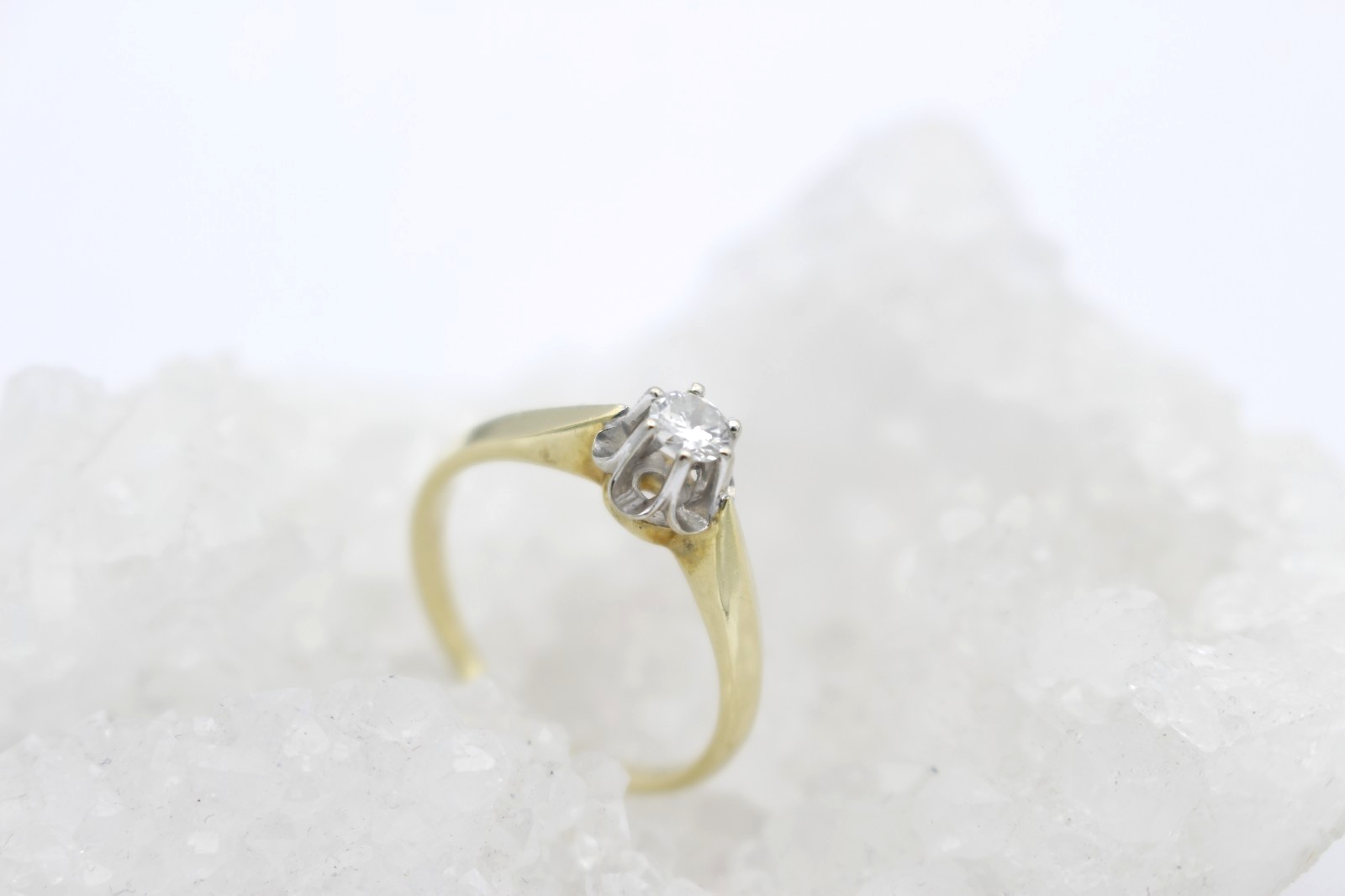 Schöner Diamant Solitärring 585 / 14 Karat Gold Bicolor Brillant ca. 0,20 ct.