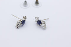 Traumhafte Damen Ohrstecker Ohrschmuck aus 585 Weißgold mit Saphir & Diamanten