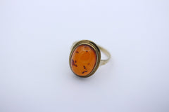 Antiker Unisex Gold Ring aus 333 / 8k Gelbgold mit ein Bernstein | Gr. 56