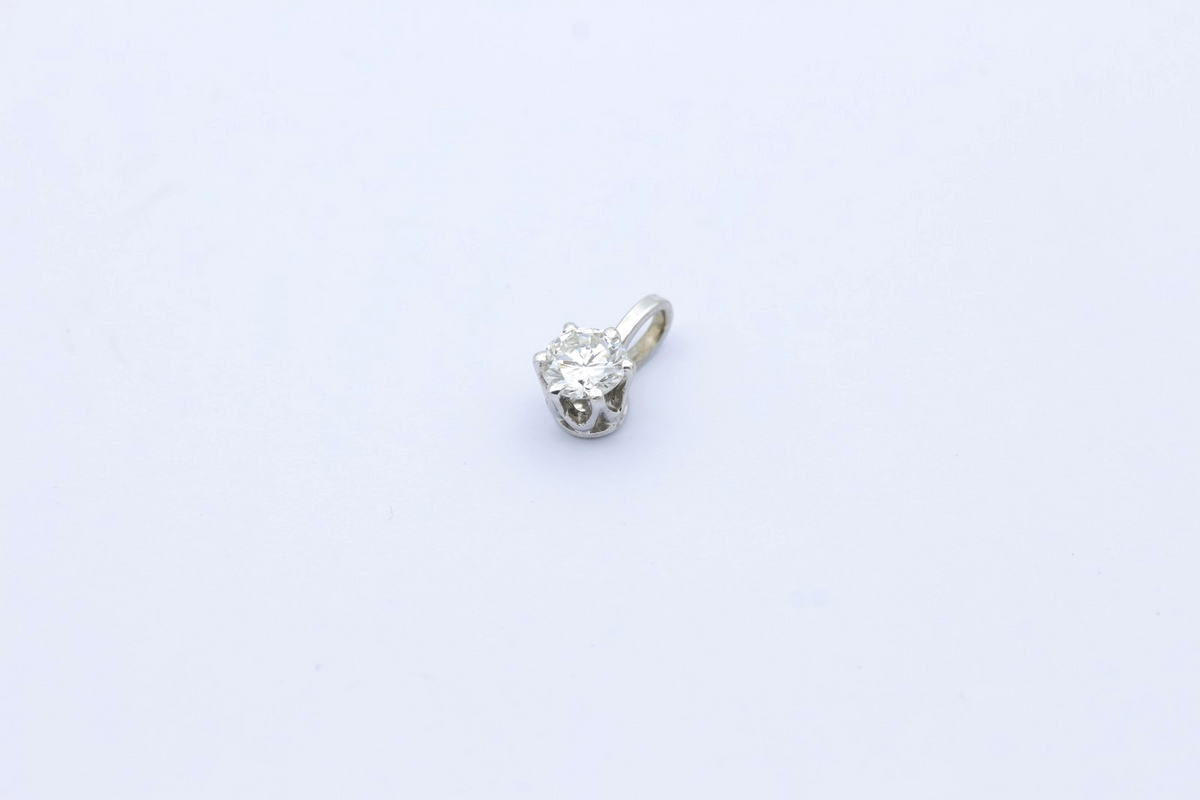 Zarter 585 Weißgold Anhänger Diamant 14K Solitär Brillantanhänger ca. 0,30 ct.