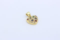 Zarter Herz Juwelen Anhänger aus 750 / 18K Gold mit Saphir, Rubin & Diamanten