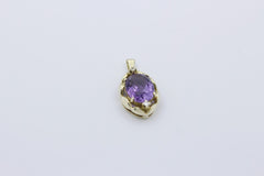Wunderschöner Anhänger aus 585/14k Gelbgold mit 1 Amethyst & 2 Diamanten