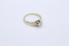 Schöner Diamant Solitärring 585 / 14 Karat Gold Bicolor Brillant ca. 0,20 ct.