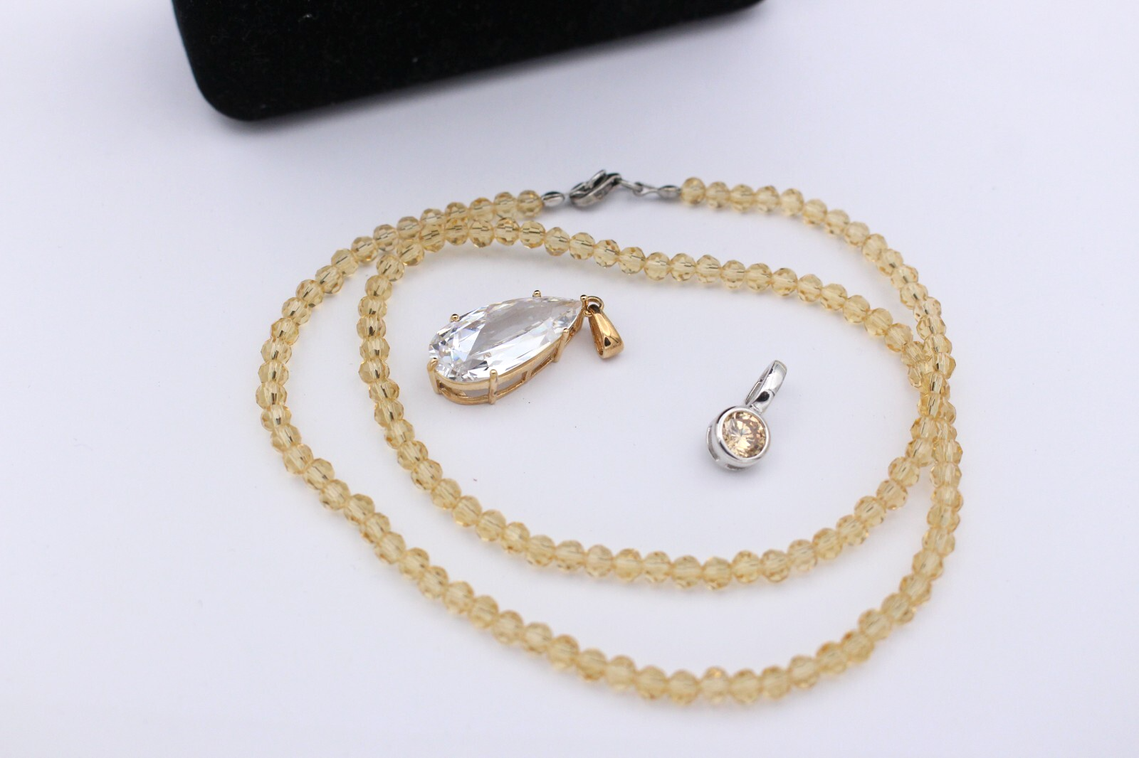 Diamonique Schmuck Set 2x Anhänger + Halskette aus 925 Sterlingsilber Zirkonia